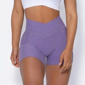 Bombshell Sportswear Tiny Waist V Front Scrunch Butt Shorts Violet Size Small